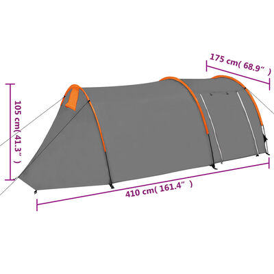 vidaXL Campingzelt 4 Personen Grau und Orange