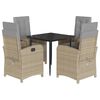 vidaXL 5-tlg. Garten-Essgruppe mit Kissen Beigemischung Poly Rattan