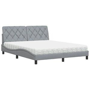 vidaXL Bett mit Matratze Hellgrau 160x200 cm Stoff