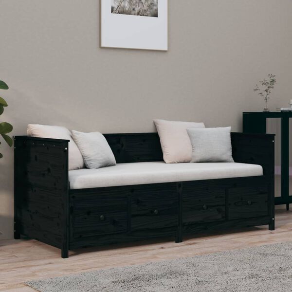 vidaXL Tagesbett Schwarz 90x190 cm Massivholz Kiefer