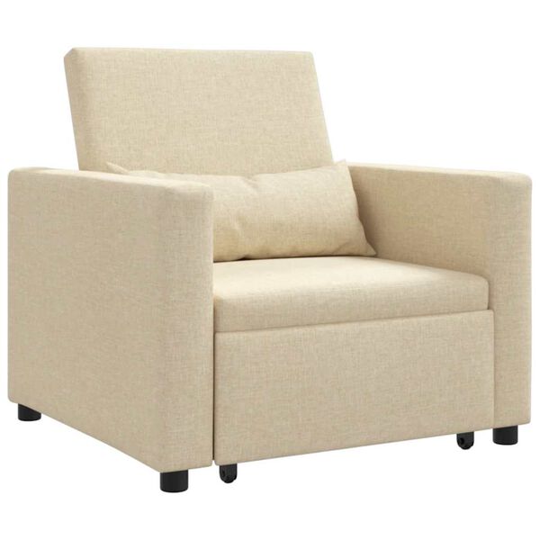 vidaXL Einzel-Schlafsofa mit Rädern Creme 90 x 165 x 87 cm Stoff