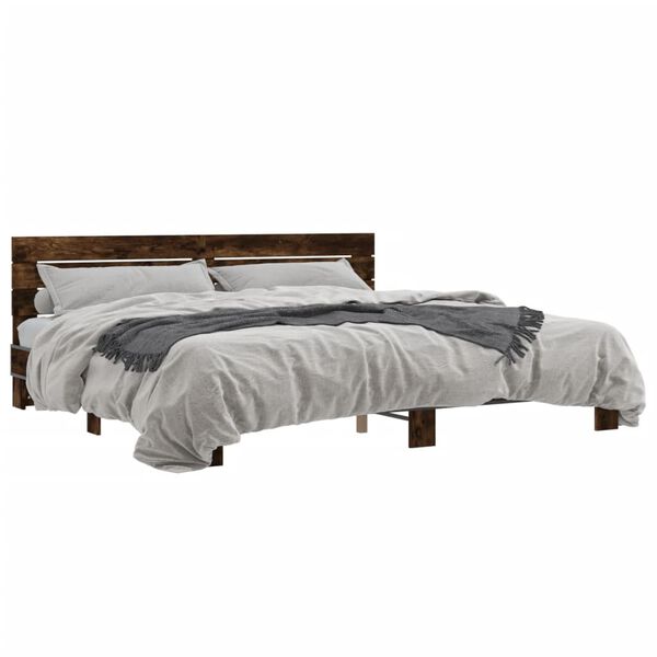 vidaXL Bettgestell R&auml;uchereiche 200x200 cm Holzwerkstoff und Metall