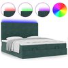 vidaXL Ottoman-Bett mit Matratzen & LEDs Dunkelgr&uuml;n 200x200 cm Samt