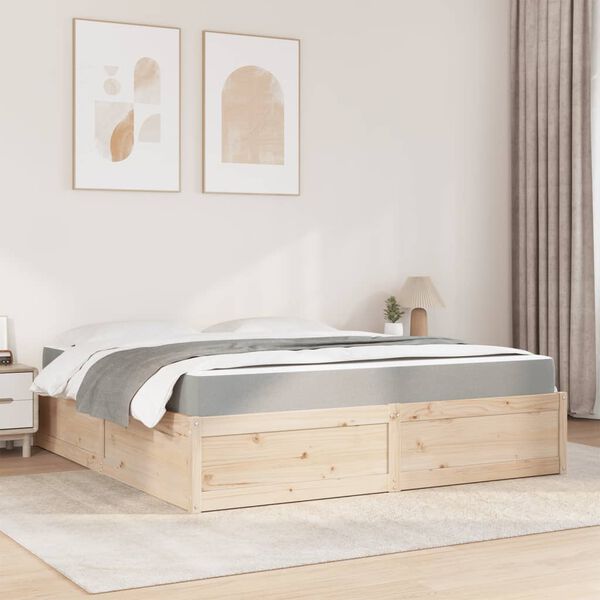 vidaXL Bett mit Matratze 180x200 cm Massivholz Kiefer