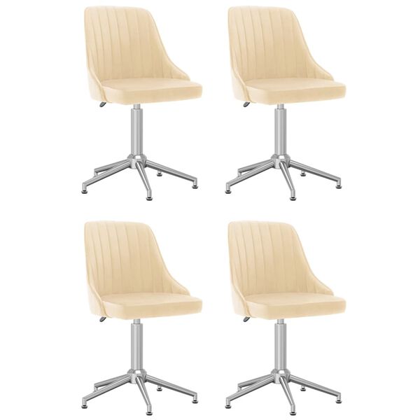 vidaXL Esszimmerst&uuml;hle 4 Stk. Drehbar Creme Samt