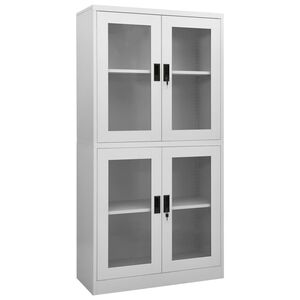 vidaXL B&uuml;roschrank Hellgrau 90x40x180 cm Stahl und Geh&auml;rtetes Glas
