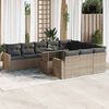 vidaXL 11-tlg. Garten-Sofagarnitur mit Kissen Grau Poly Rattan