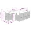 vidaXL 9-tlg. Garten-Essgruppe mit Kissen Beige Poly Rattan