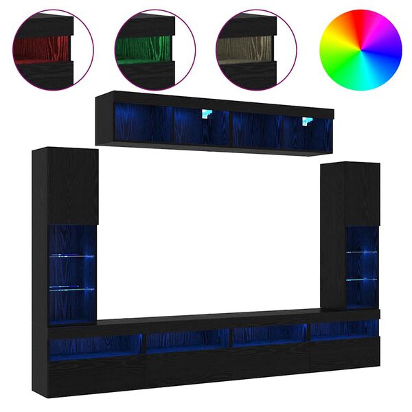 vidaXL TV-Schrankset 6 pcs Schwarz Eichen-Optik Holzwerkstoff