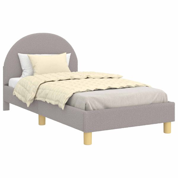 vidaXL Kinderbettgestell mit Kopfteil Hellgrau 80 x 160 cm Schafstoff