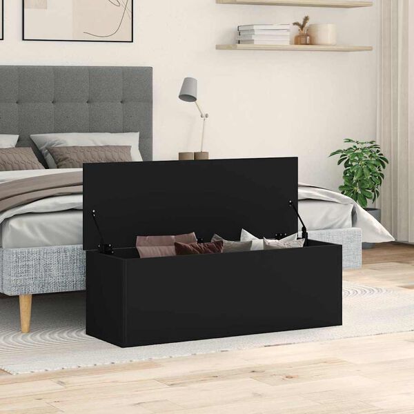 vidaXL Truhe Schwarz 102x35x35 cm Holzwerkstoff