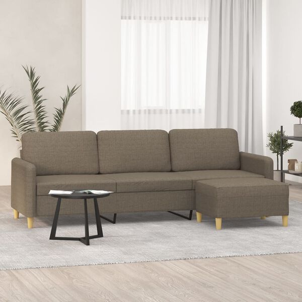 vidaXL 3-Sitzer-Sofa mit Hocker Taupe 210 cm Stoff