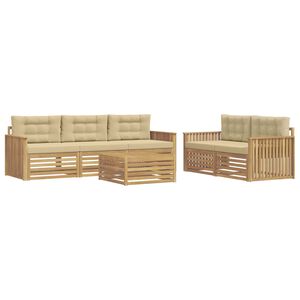 vidaXL Outdoor-Sofagarnitur 6 Stk. Wei&szlig; und Beige