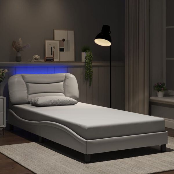 vidaXL Bettgestell mit LED ohne Matratze "Hvar" Wei&szlig; 100x203 cm
