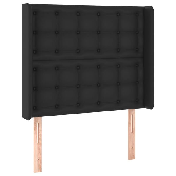 vidaXL LED Kopfteil Schwarz 93x16x118/128 cm Kunstleder