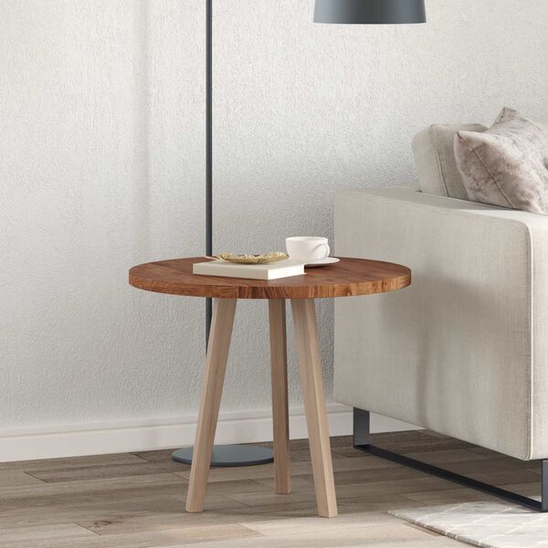 vidaXL Tischplatte Hellbraun &Oslash; 60 x 2,5 cm Massivholz Eiche