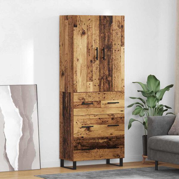 vidaXL Highboard mit Schubladen 2 pcs Altholz 69,5 x 34 x 180 cm