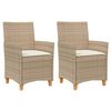 vidaXL Gartenst&uuml;hle mit Kissen 2 Stk. Beige Poly Rattan Massivholz