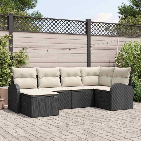 vidaXL Gartensofa-set 6 pcs Schwarz Poly-Rattan