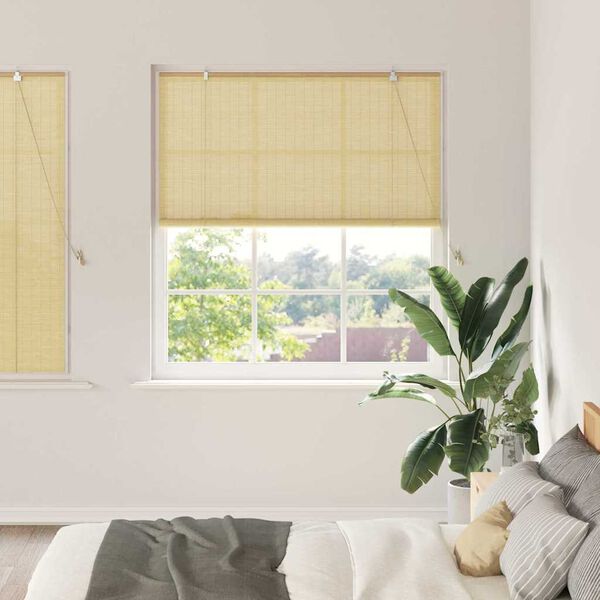 vidaXL Rollo mit Vorh&auml;ngen Natur 150 x 160 cm Bambus