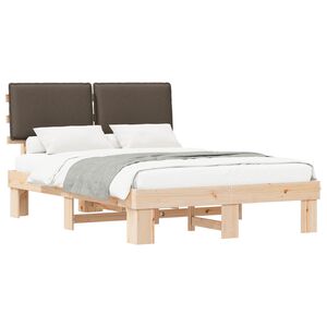 vidaXL Bettgestell mit gepolstertem Kopfteil Taupe 140 x 200 cm