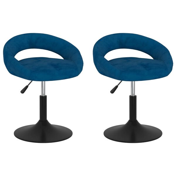 vidaXL Esszimmerst&uuml;hle 2 Stk. Drehbar Blau Samt