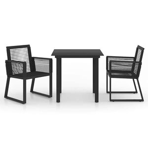 vidaXL 3-tlg. Garten-Essgruppe PVC Rattan Schwarz