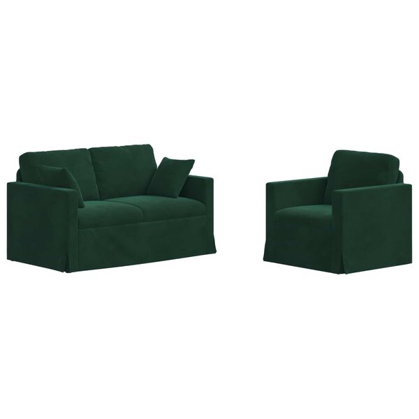 vidaXL Sofa 2 pcs Dunkelgr&uuml;n