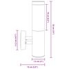 vidaXL Au&szlig;enwandleuchte 2 pcs Schwarz 15 x 7,5 x 33 cm