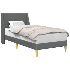 vidaXL Bettrahmen Uni mit Kopfteil Dunkelgrau 90 x 200 cm Stoff