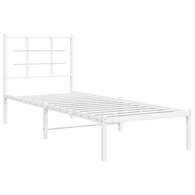 vidaXL Metallbett ohne Matratze mit Kopfteil Weiß 75x190 cm