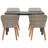 vidaXL Garten Essgruppe mit Kissen 5 pcs Hellgrau Poly-Rattan