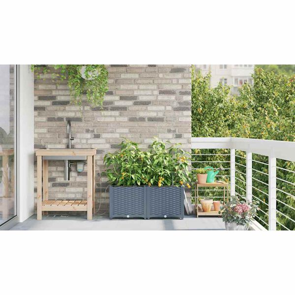 vidaXL Garten-Pflanzgef&auml;&szlig; 2 pcs Hellgrau Stahl