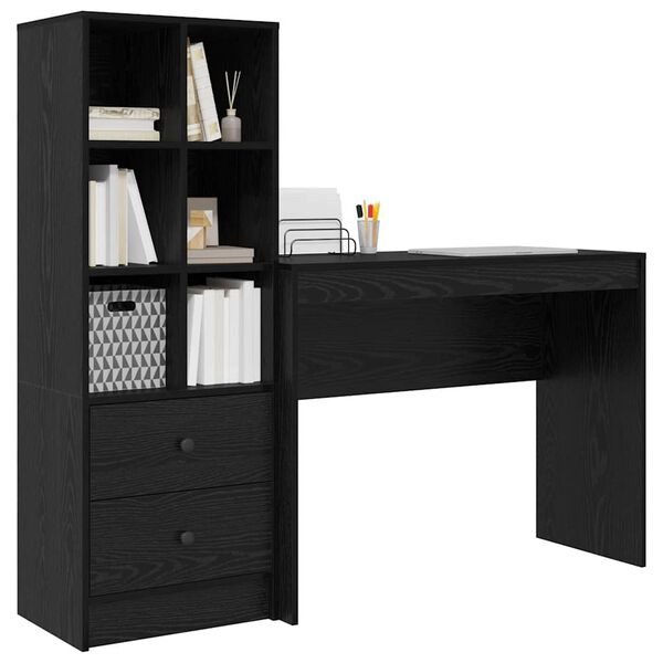 vidaXL Schreibtisch mit Schubladen 2 pcs Schwarz Eichen-Optik