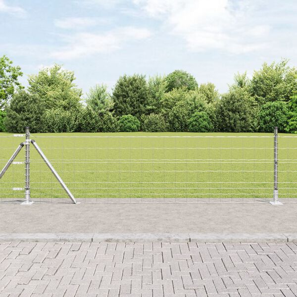 vidaXL Zaun mit Pfosten Silber 0,4 x 10 m Stahl