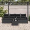 vidaXL Sofa Set mit Kissen mit Speicher 5 pcs Schwarz Poly-Rattan