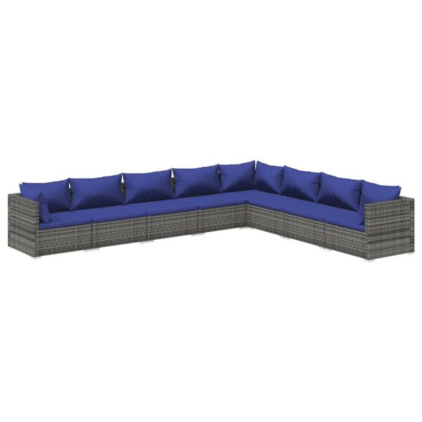 vidaXL 8-tlg. Garten-Lounge-Set mit Kissen Poly Rattan Grau
