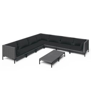 vidaXL 8-tlg. Garten-Lounge-Set mit Kissen Poly Rattan Dunkelgrau