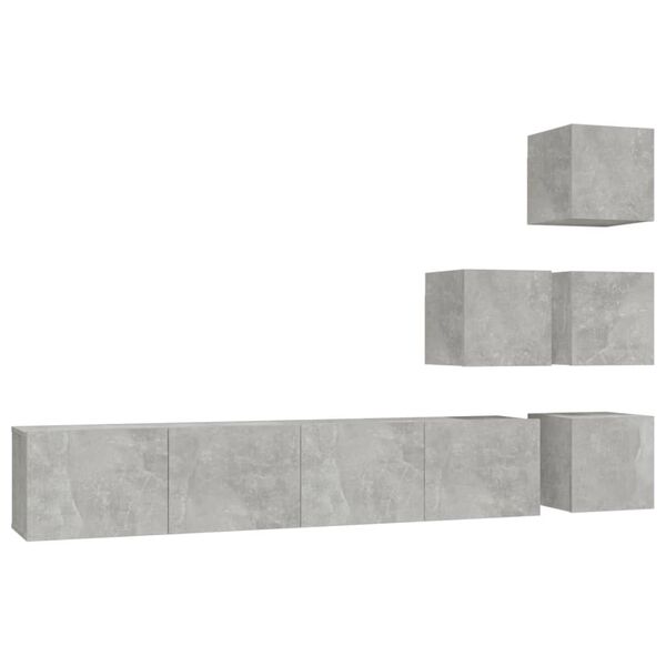 vidaXL TV-Wandschrank Betongrau Holzwerkstoff