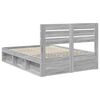 vidaXL Bettrahmen Graues Sonoma 140 x 190 cm Massives Kiefernholz