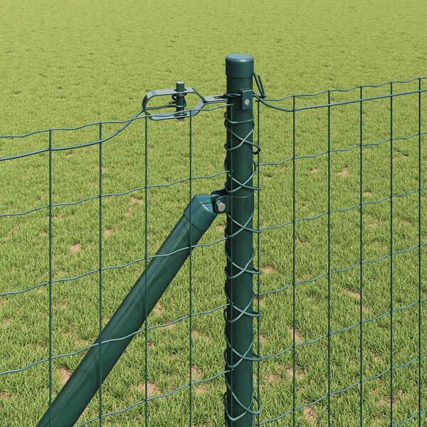 vidaXL Zaun mit Pfosten Gr&uuml;n 1,4 x 10 m Stahl und PVC