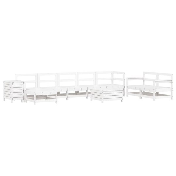 vidaXL 10-tlg. Garten-Sofagarnitur Wei&szlig; Massivholz Kiefer