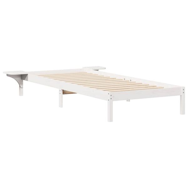 vidaXL Bettgestell mit Nachttischen Wei&szlig; 90 x 220 cm