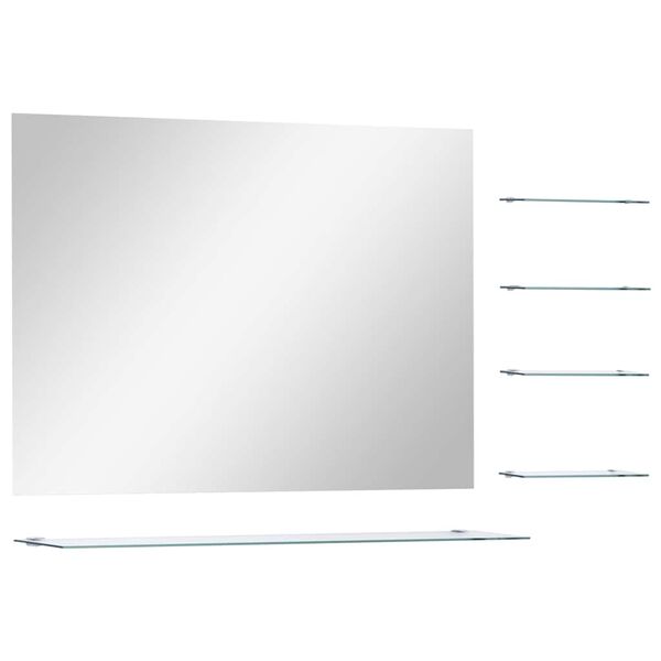 vidaXL Wandspiegel mit 5 Ablagen Silbern 80&times;60 cm