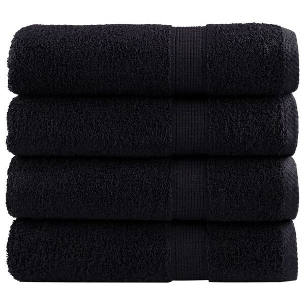 vidaXL Premium-Duscht&uuml;cher SOLUND 4 Stk. Schwarz 70x140 cm 600 g/m&sup2;