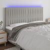 vidaXL LED Kopfteil Hellgrau 200x5x118/128 cm Stoff