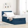 vidaXL Ottomane Bett mit Matratze & LEDs Blau 90x200 cm Stoff