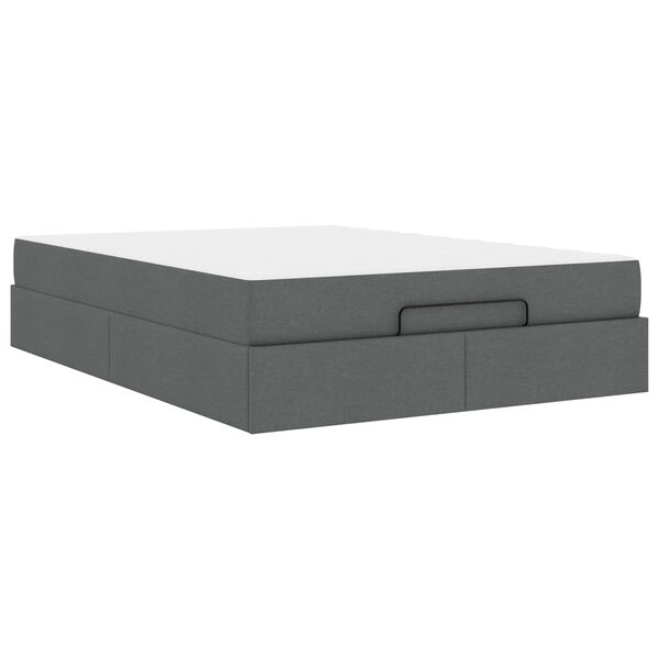 vidaXL Bettgestell mit Matratze mit Matratze 2 pcs Dunkelgrau Stoff