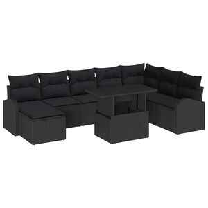 vidaXL Gartensofa-set 9 stk. Schwarz Poly-Rattan