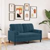 vidaXL 2-Sitzer-Sofa mit Zierkissen Blau 120 cm Samt